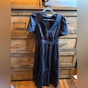 Biden Eve Linen Midi Dress Black